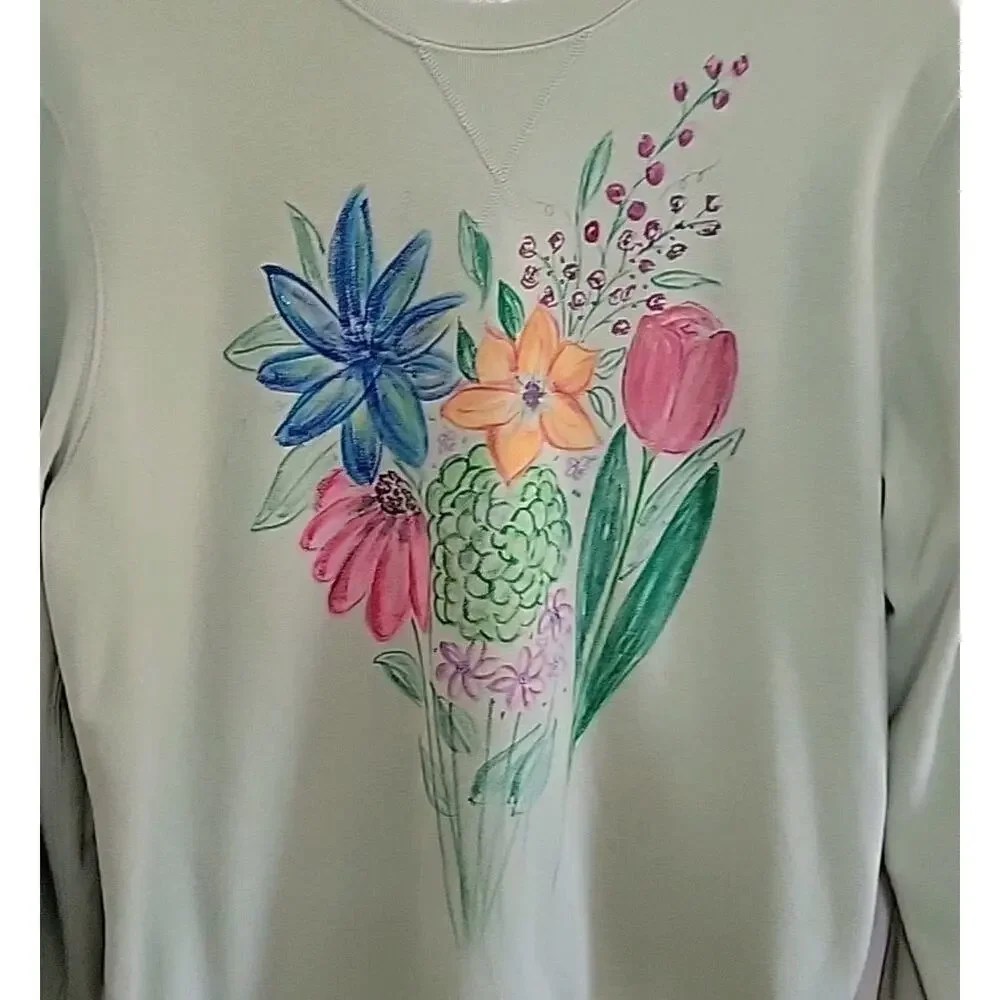Gap Vintage Soft Fire Opal Wildflower Boquet Graphic‎ Print Pullover Sweatshirt